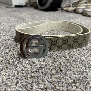 Cream and beige belt